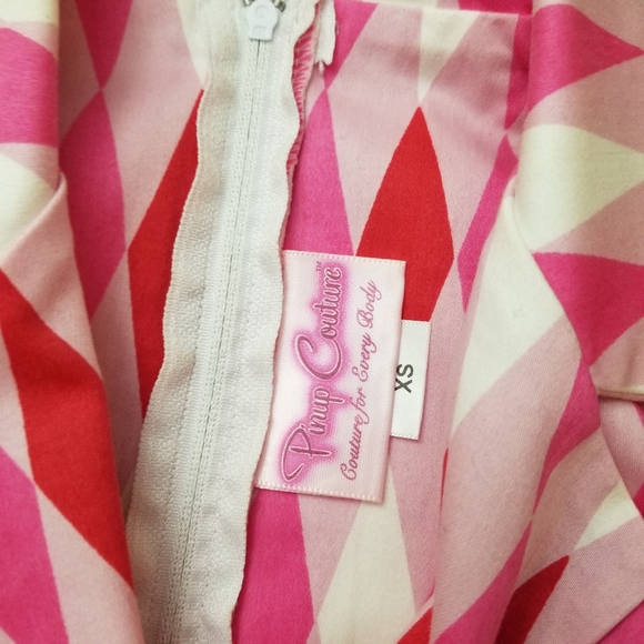 XS Pink harlequin Edie Dress Pinup Couture - Picture 6 of 9